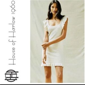 House of Harlow Revolve 1960 Sweater Knit Dress Size XS Ruffle Sleeves, brown